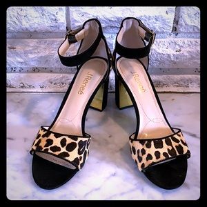 J Renee Leopard print open toe heels